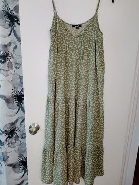 Wishlist Olive Green Floral Tiered Maxi Dress